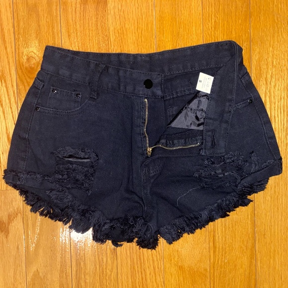 Black Denim Shorts - Picture 3 of 3